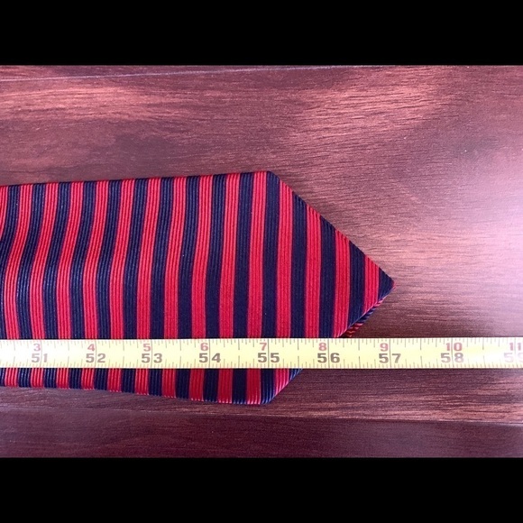 PIERRE CARDIN Vintage All Silk Red & Blue Striped Necktie - Picture 9 of 9